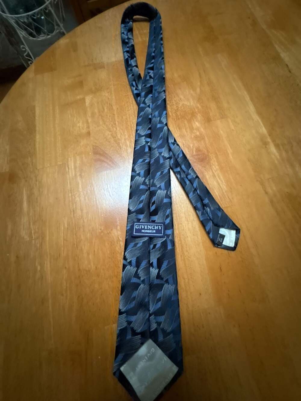 Vintage Givenchy Monsieur Silk Neck Tie with Abstract Geometric Pattern